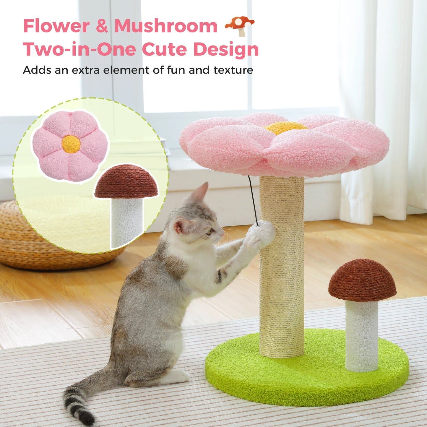 PAWZ Road Double Tier Cat Scratching Post With Removable Flower Bed
