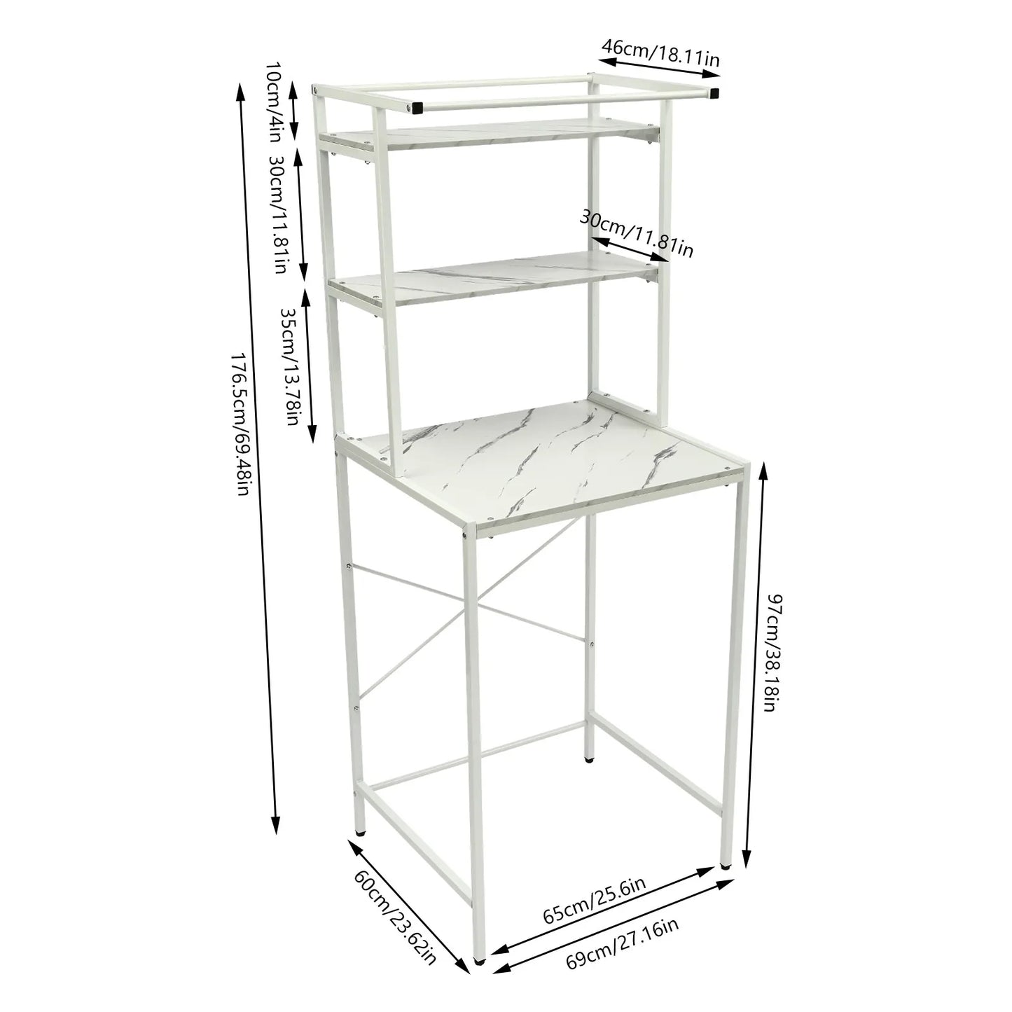 Over Washer And Dryer Storage Shelf Three Tier Organizer