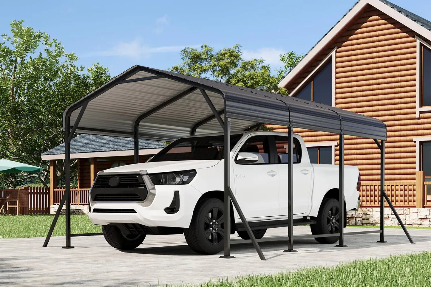 Heavy Duty Metal Carport With Galvanized Roof And Base