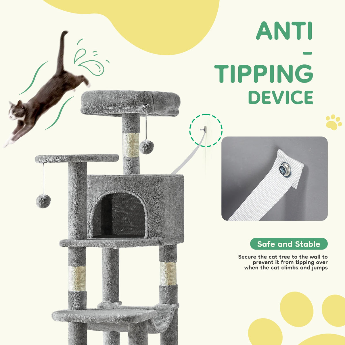 Jhk Tall 4 Tier Cat Tree With Sisal Scratching Posts