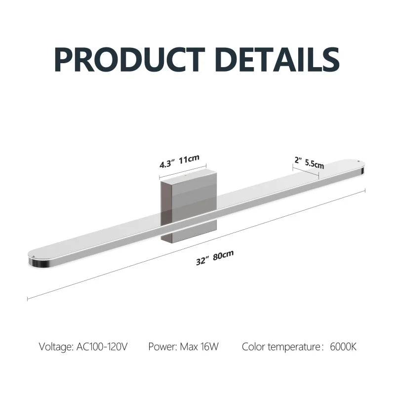 Modern LED Vanity Light For Bathroom Wall Mount Dimmable