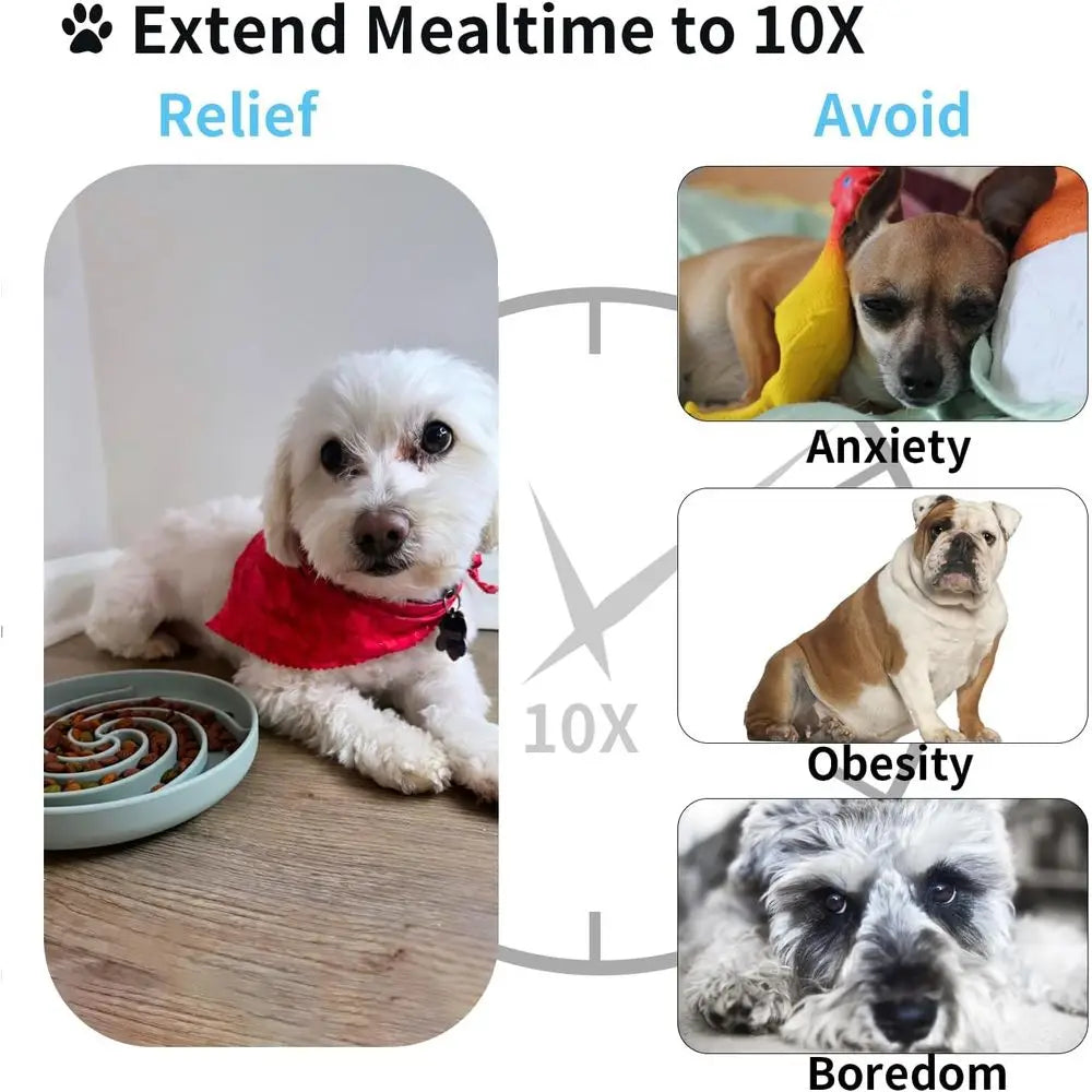 Slow Feeder Dog Bowls Silicone Puzzle Bowl Non-Slip Dishwasher Safe