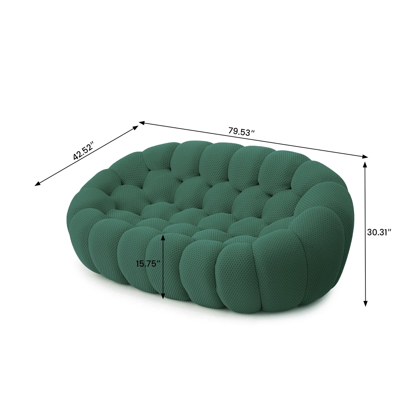 Sdorens Modern Curved Boneless Sofa With Knit Fabric Loveseat