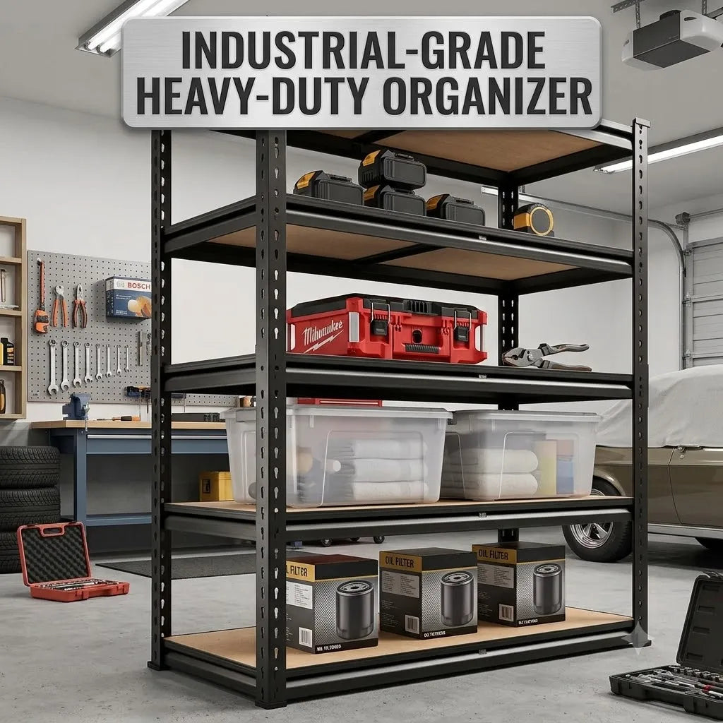 Heavy Duty 5-Tier Metal Storage Rack With MDF Shelves