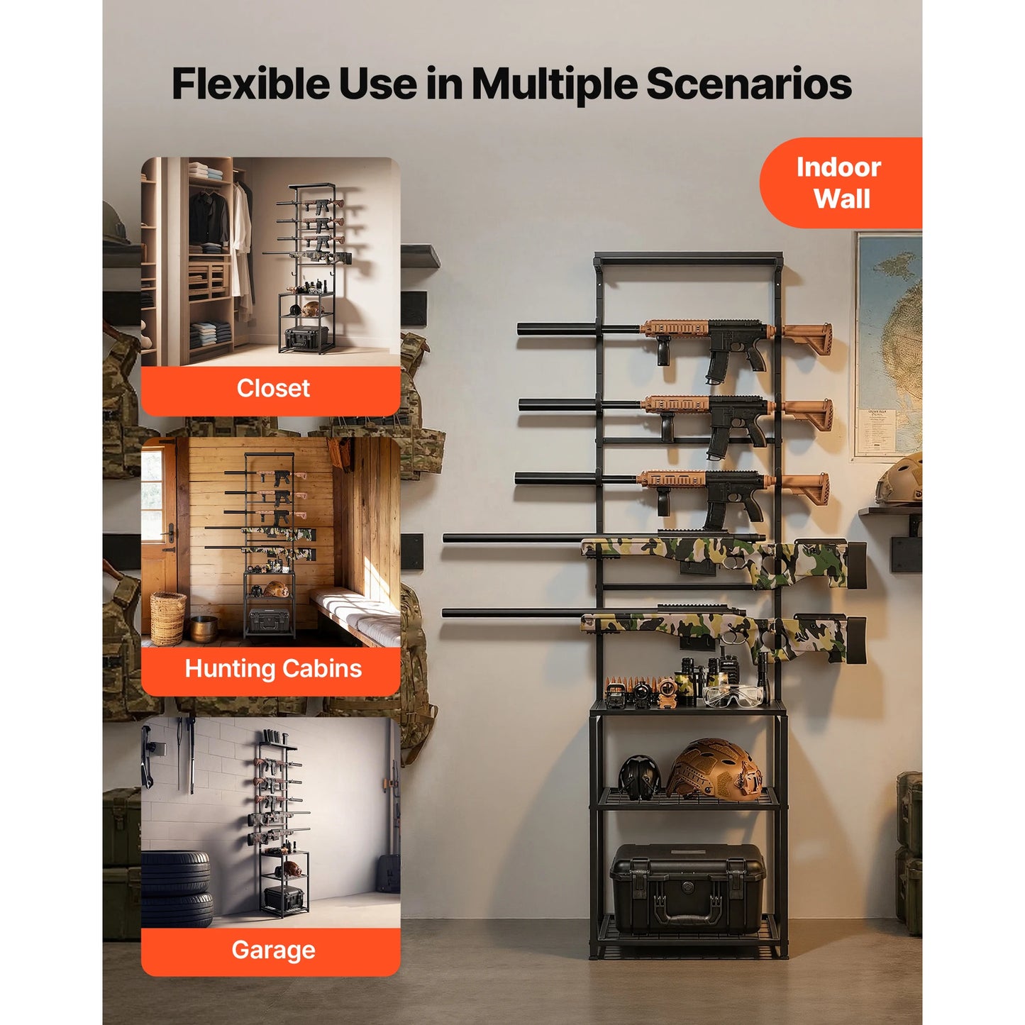 SucceBuy Floor Standing Gun Rack With Storage Shelf