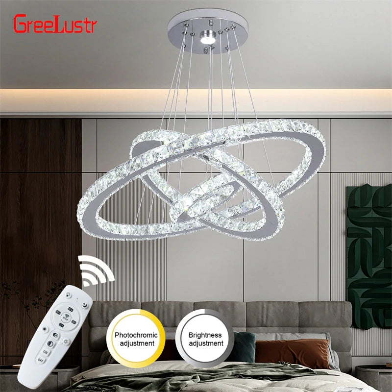 GreeLustr Modern Crystal Led Chandelier With Dimming And Remote