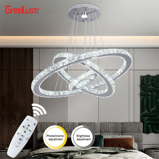 GreeLustr Modern Crystal Led Chandelier With Dimming And Remote