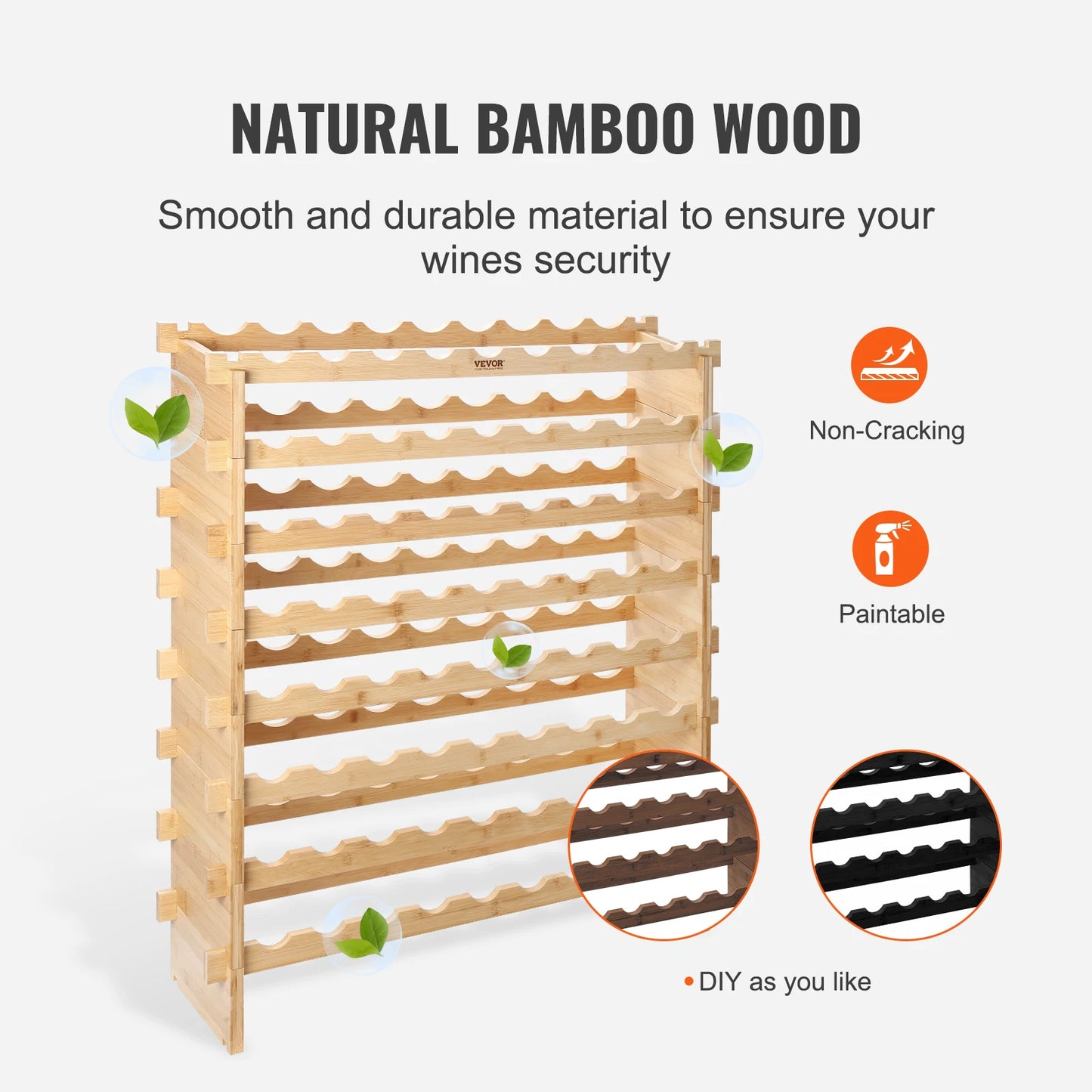 SucceBuy Eight Tier Bamboo Stackable Wine Rack