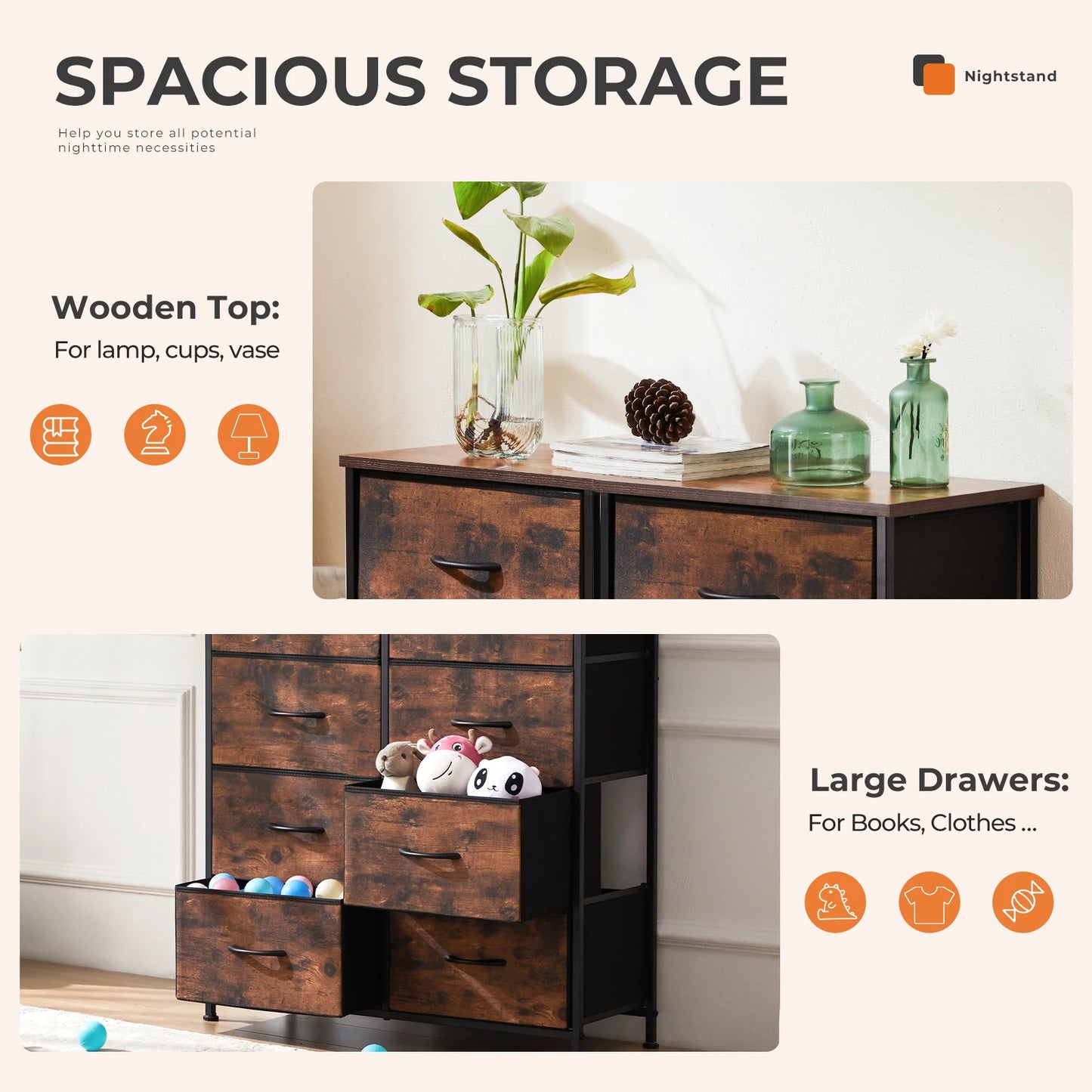 MCQ 8 Drawer Cabinet For Living Room Storage Organizer