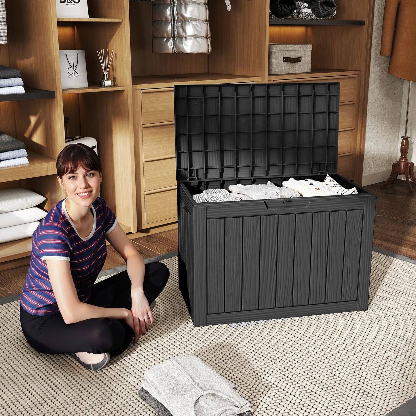 Waterproof Outdoor Storage Box Lockable Deck Box For Patio Furniture
