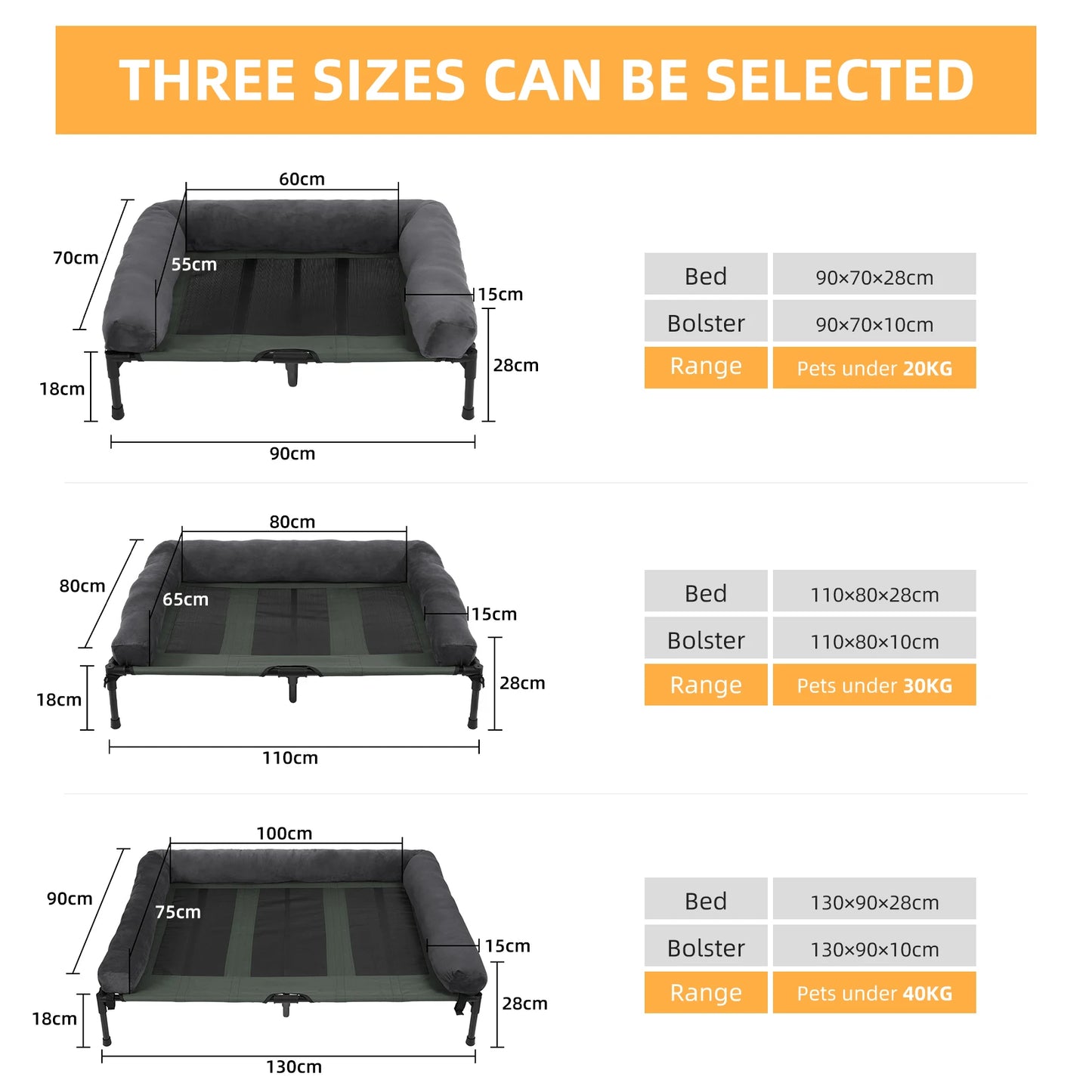 BINGOPAW Indoor Outdoor Elevated Pet Lounger Bed With Detachable Plush Bolster