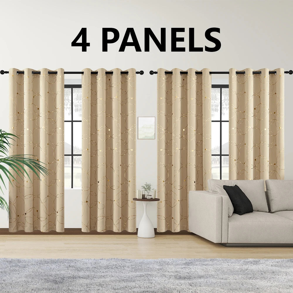 Blackout Curtain Set 4 Piece Grommet Thermal Insulated Room Darkening