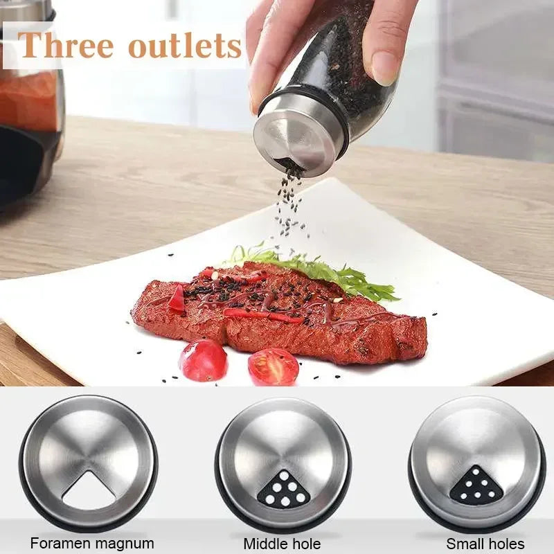 Glass Spice Jar Set With Rack For Seasoning And Storage