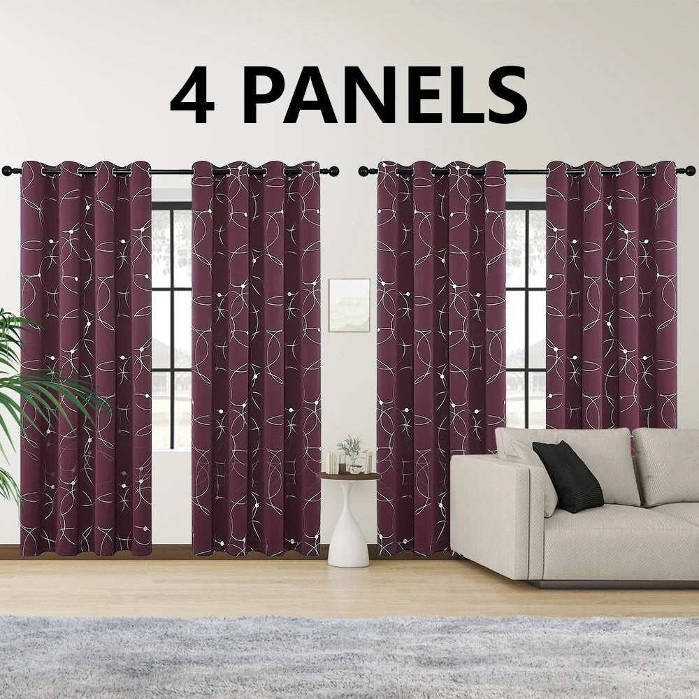 Blackout Curtain Set 4 Piece Grommet Thermal Insulated Room Darkening
