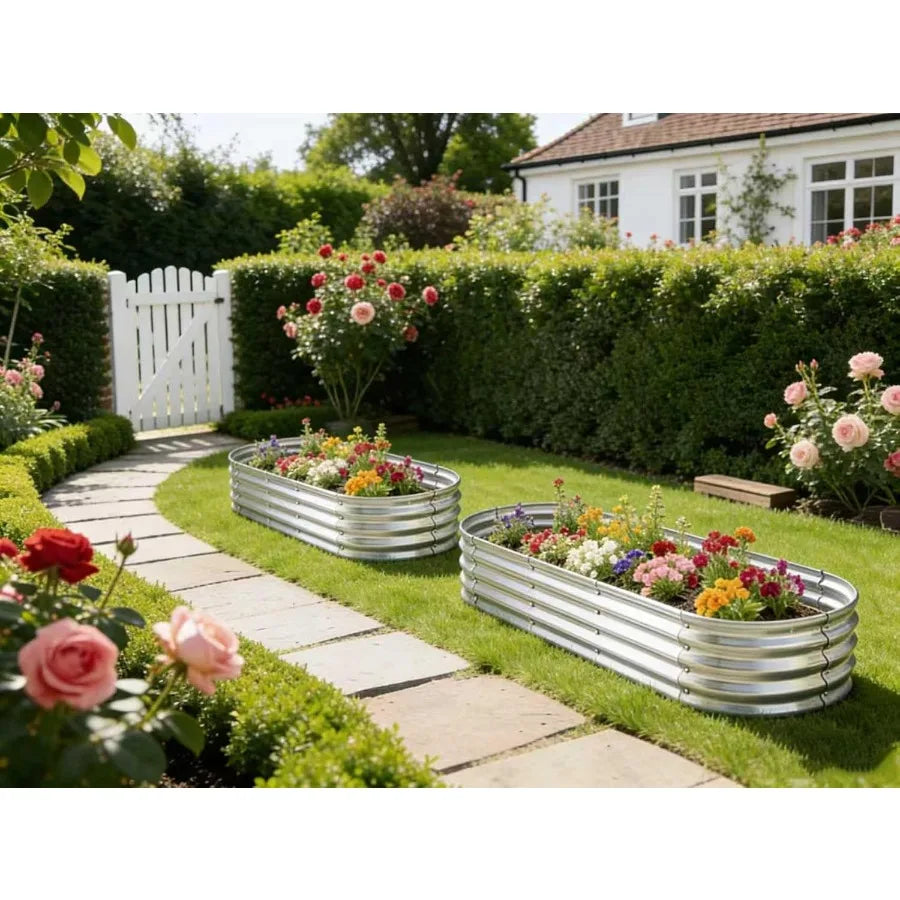 Raised Garden Bed Metal Elevated Planter For Vegetables Flowers Herbs