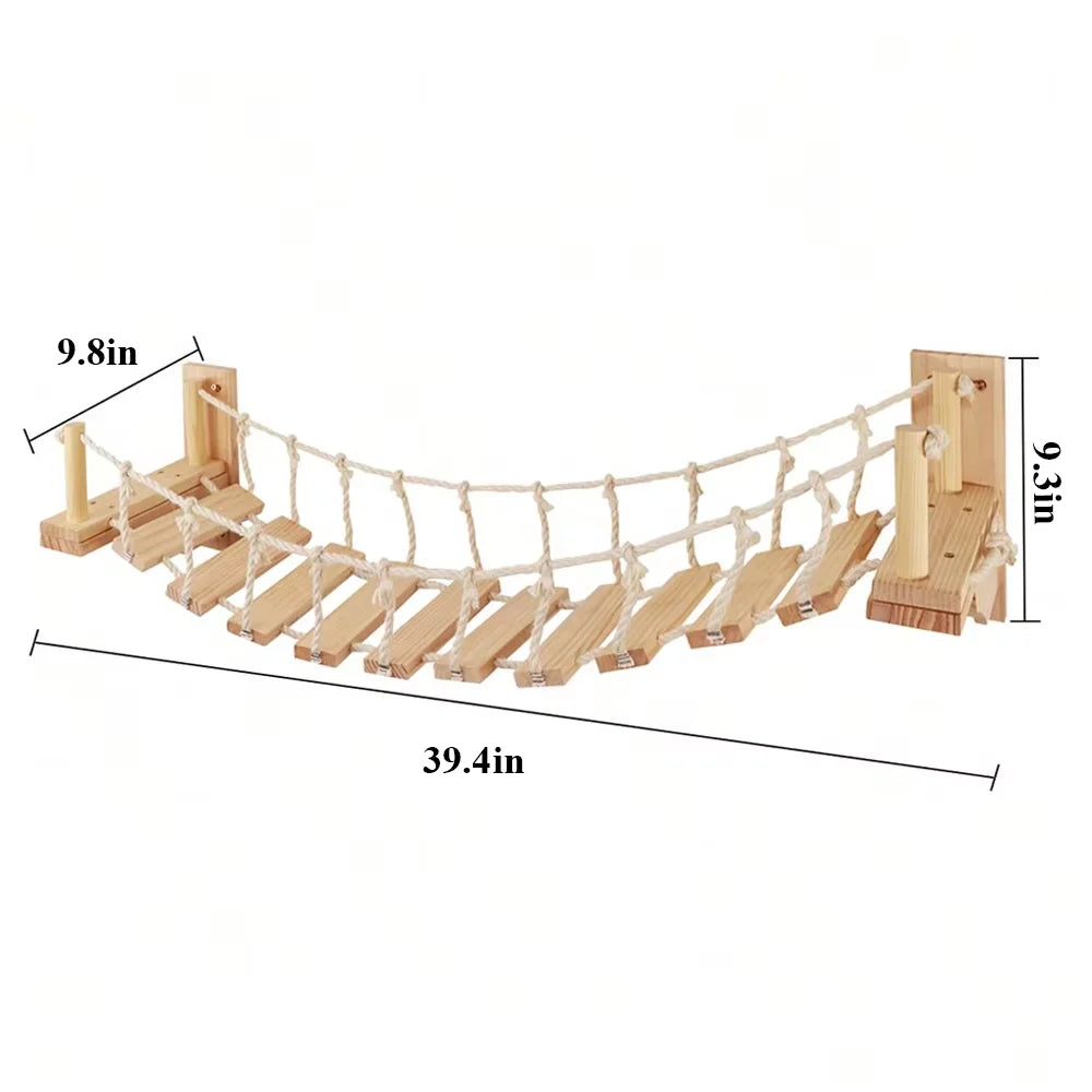 Wall Mounted Cat Bridge With Sisal Rope For Indoor Cats