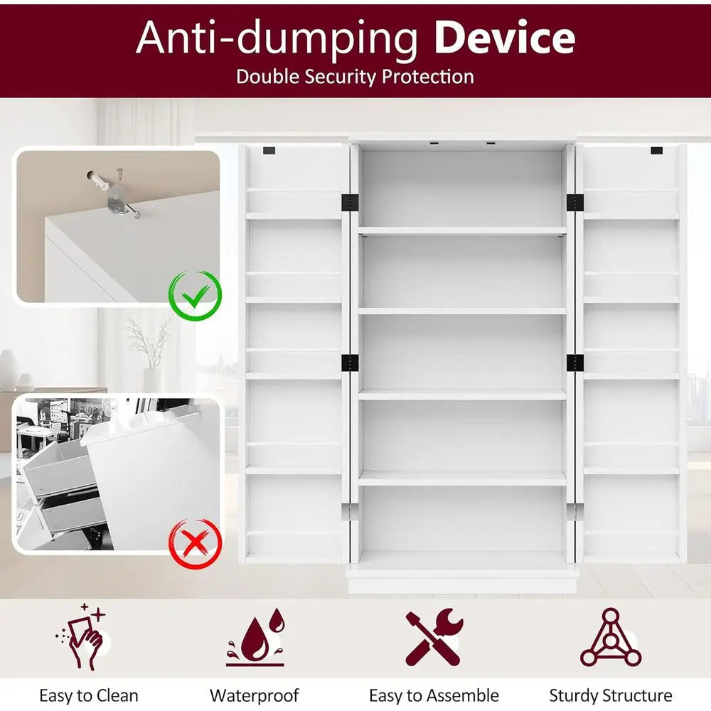 Freestanding Adjustable Shelf Pantry Cabinet For Kitchen And Dining