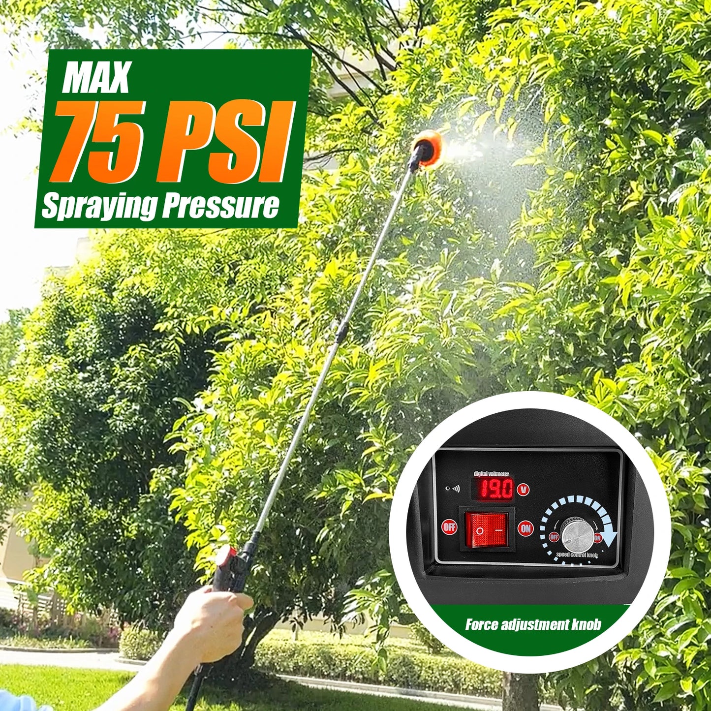 Garden Electric Backpack Sprayer 21V 100 PSI Telescopic Wand
