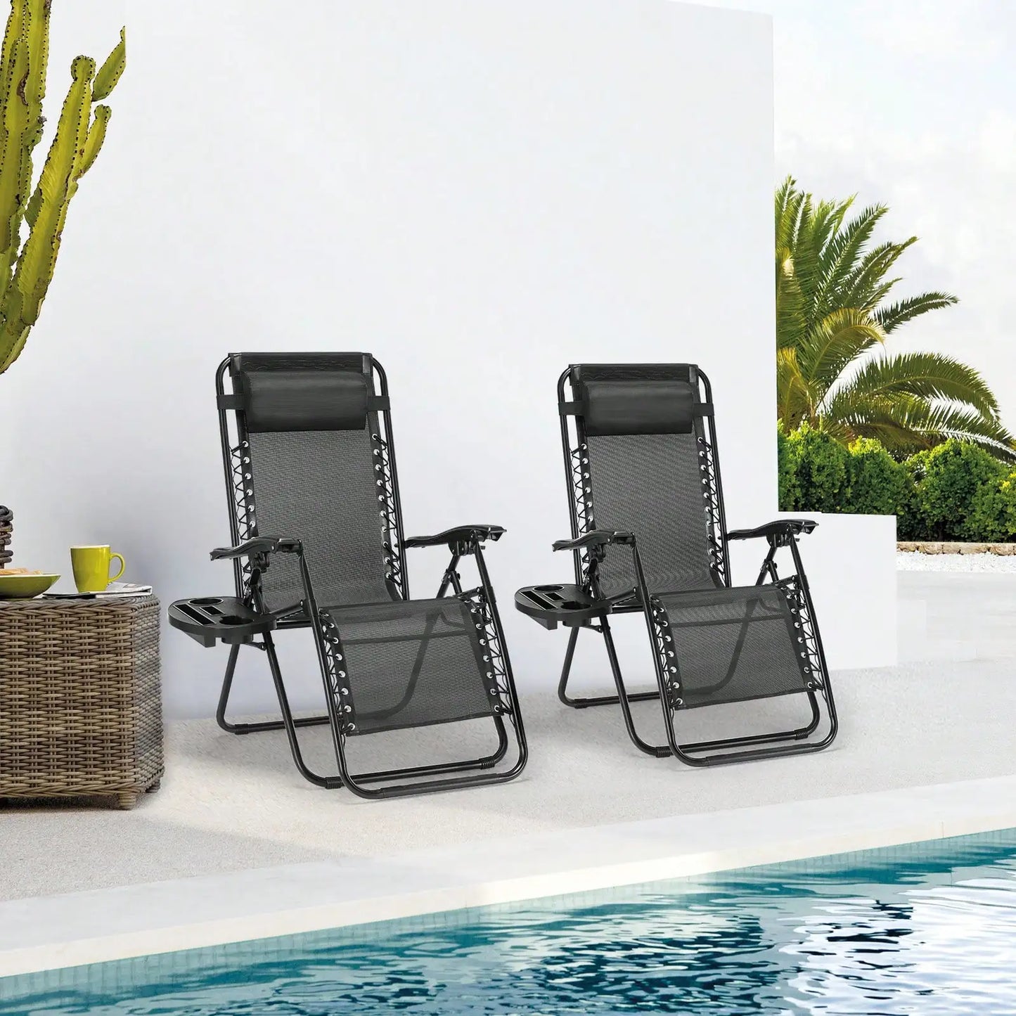 Zero Gravity Lounge Chairs Set of 2 Ergonomic Folding Recliners