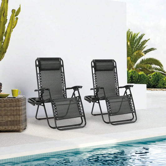Zero Gravity Lounge Chairs Set of 2 Ergonomic Folding Recliners