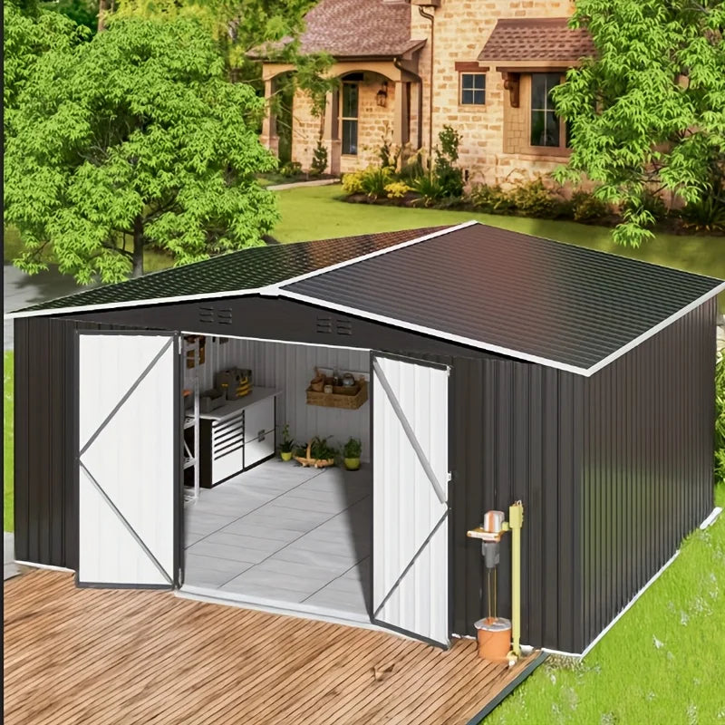 VIWAT Outdoor Metal Storage Shed With Lockable Door Heavy Duty