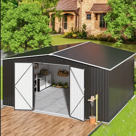 VIWAT Outdoor Metal Storage Shed With Lockable Door Heavy Duty