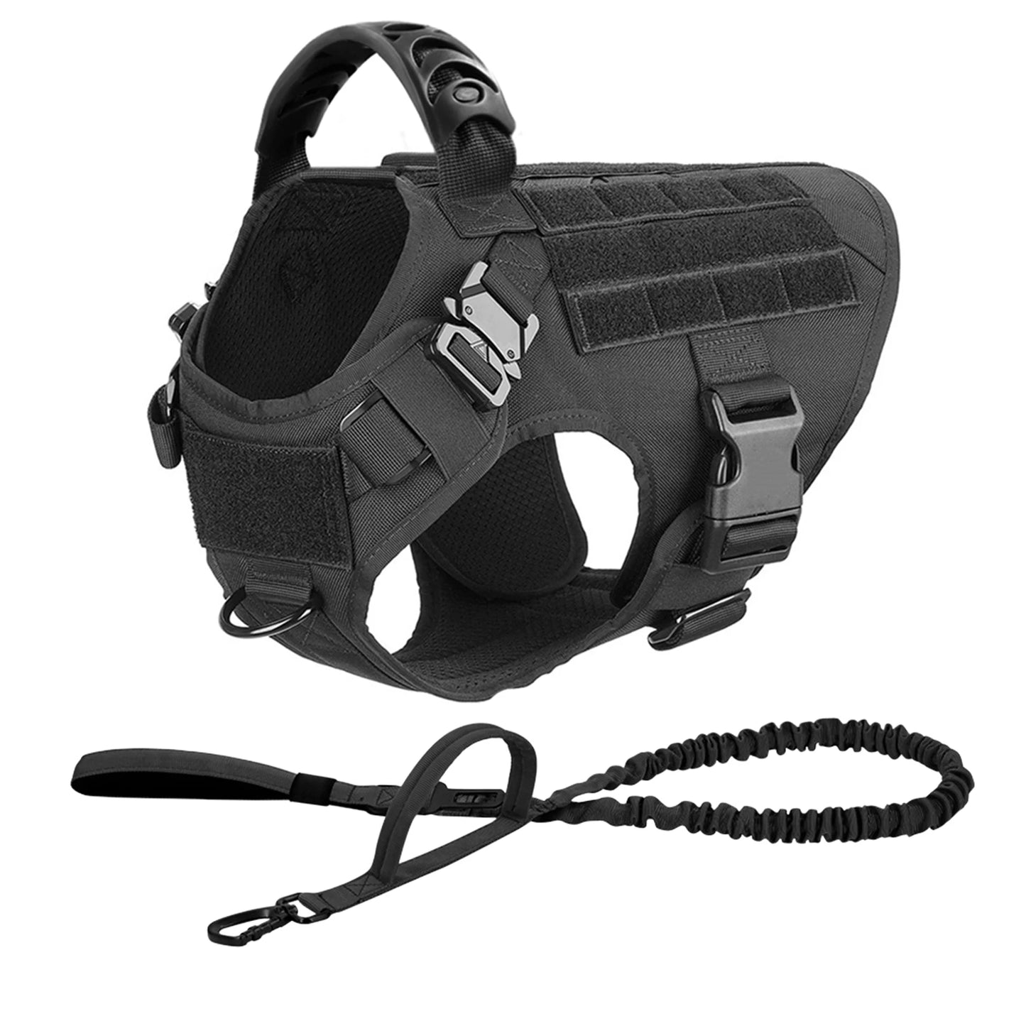 Tactical Dog Harness Leash Set for Large Dogs No Pull
