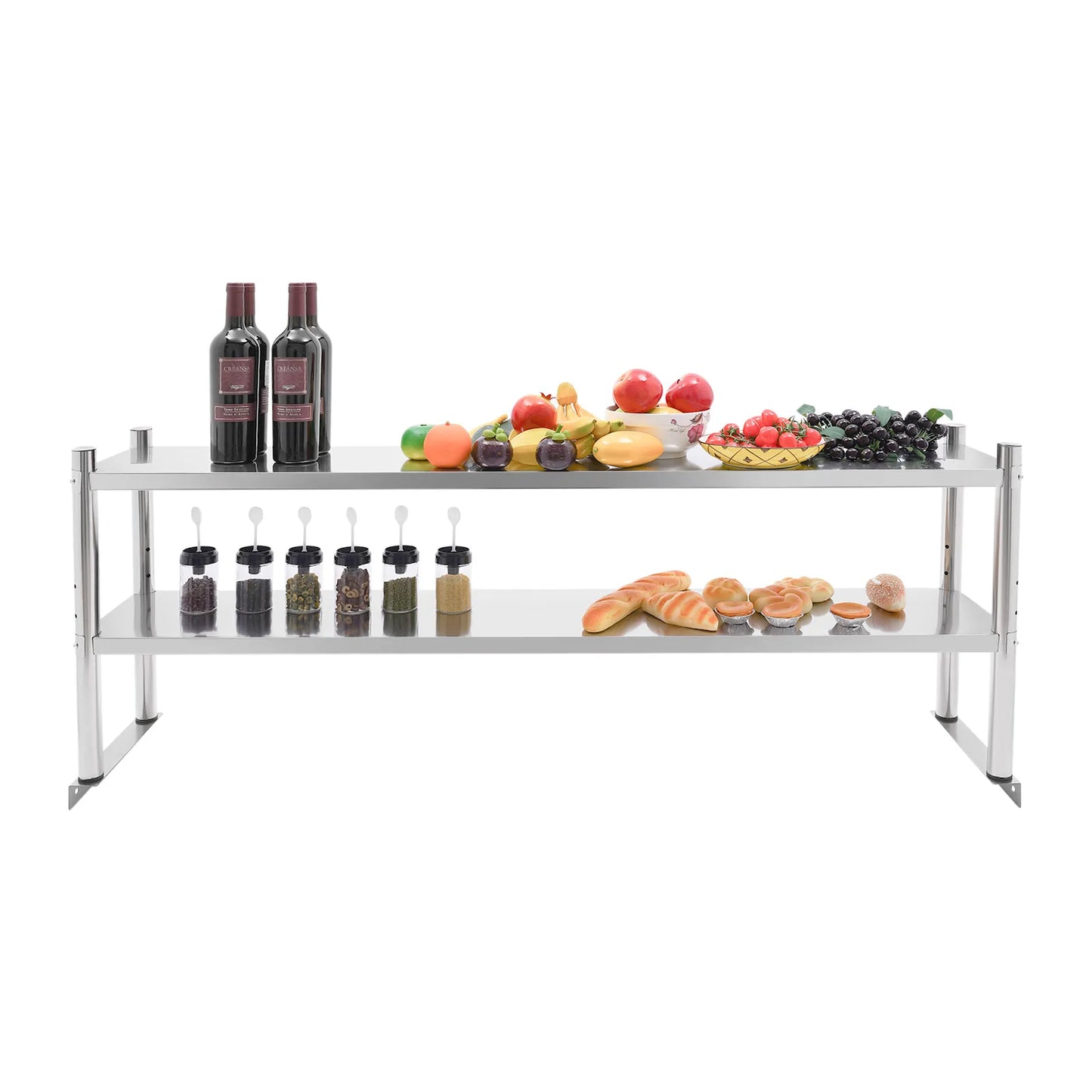 Stainless Steel 2-Tier Adjustable Shelving Unit For Storage
