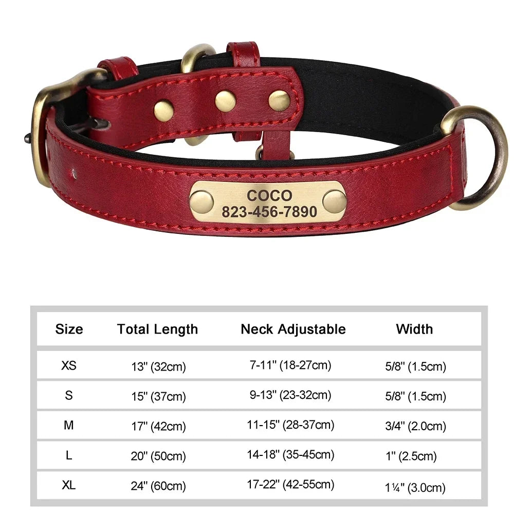 COOYOMOO Personalized Leather ID Nameplate Dog Collar With Engraving