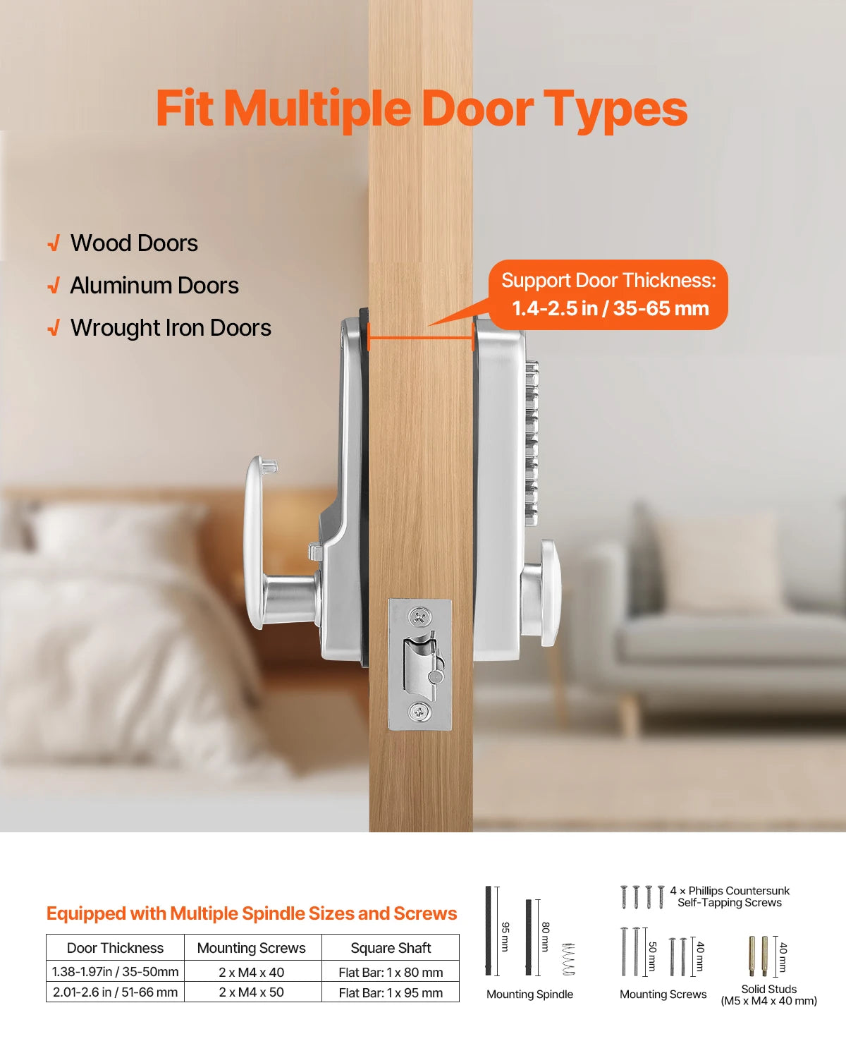 SucceBuy Mechanical Keyless Entry Door Lock 14Key Keypad