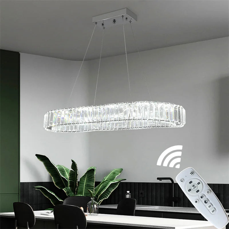 GreeLustr Modern Crystal Led Chandelier With Dimming And Remote