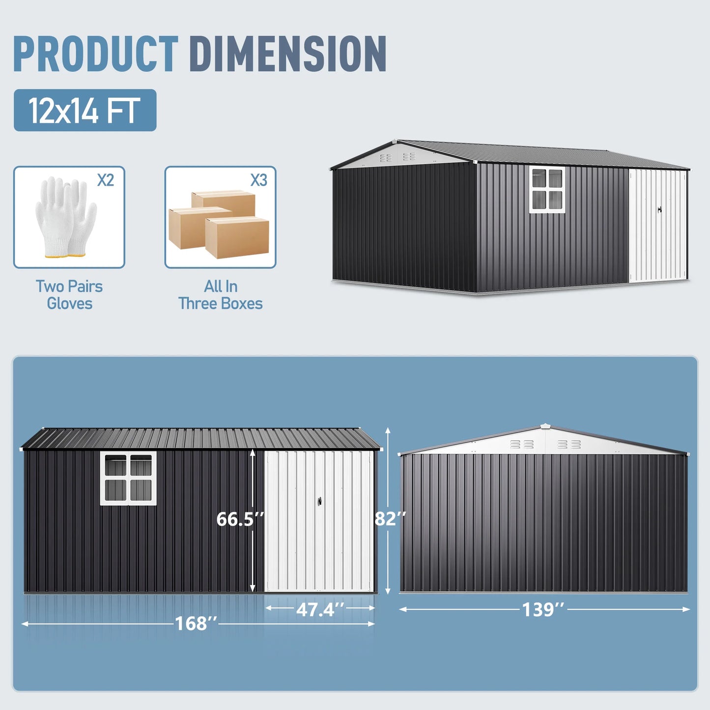 VIWAT Outdoor Metal Storage Shed With Lockable Window