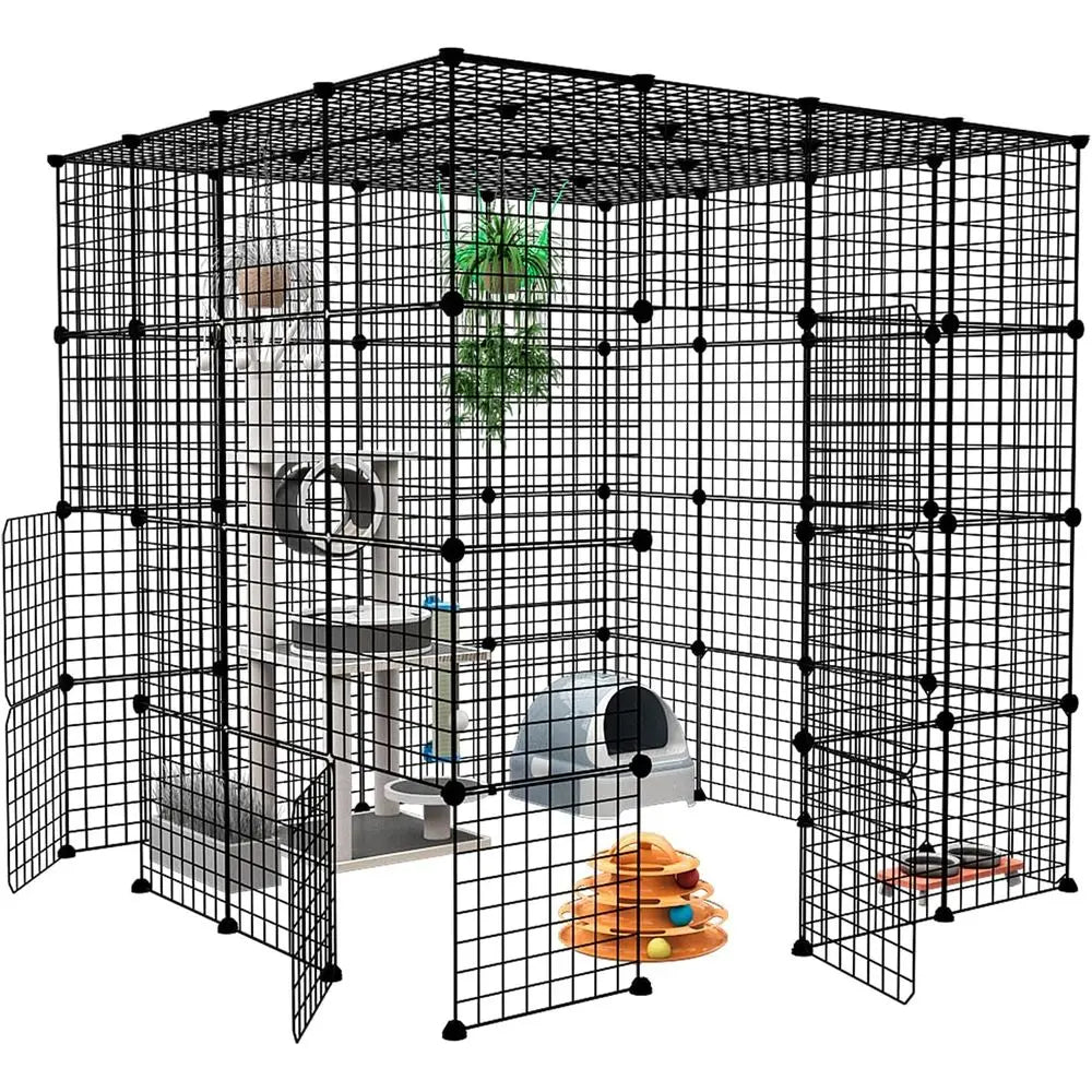 Large Indoor Metal Wire Cat Cage Detachable Playpen