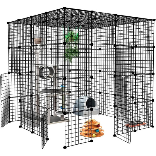 Large Indoor Metal Wire Cat Cage Detachable Playpen