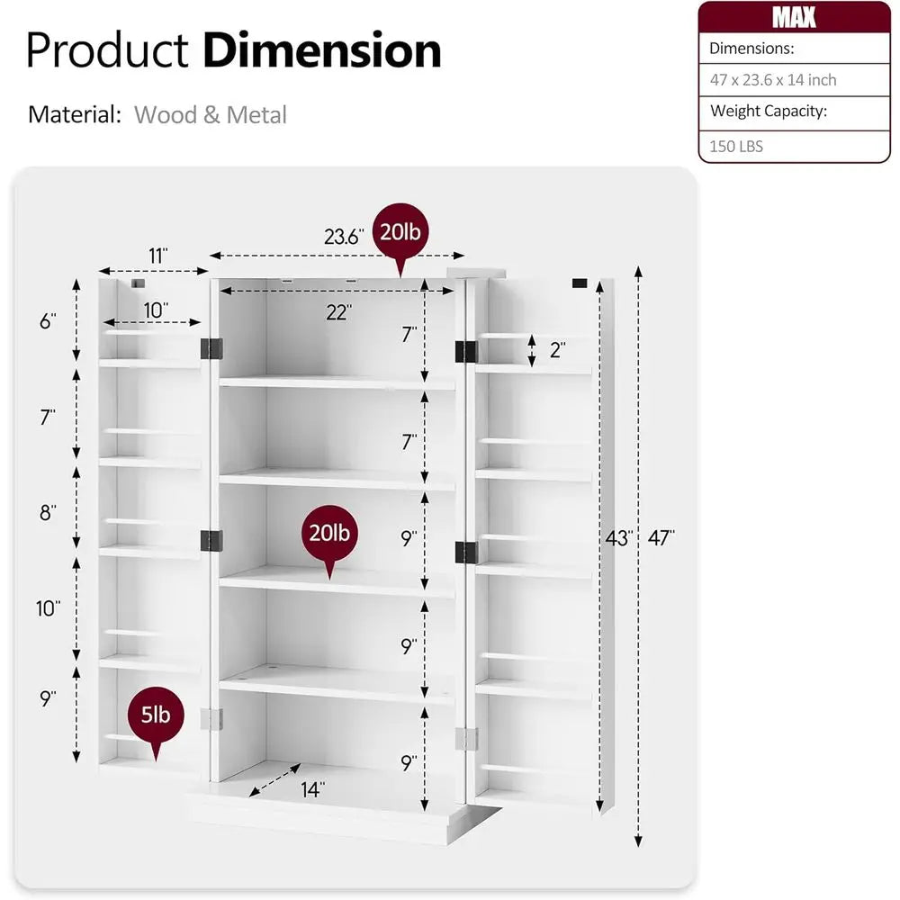 Freestanding Adjustable Shelf Pantry Cabinet For Kitchen And Dining