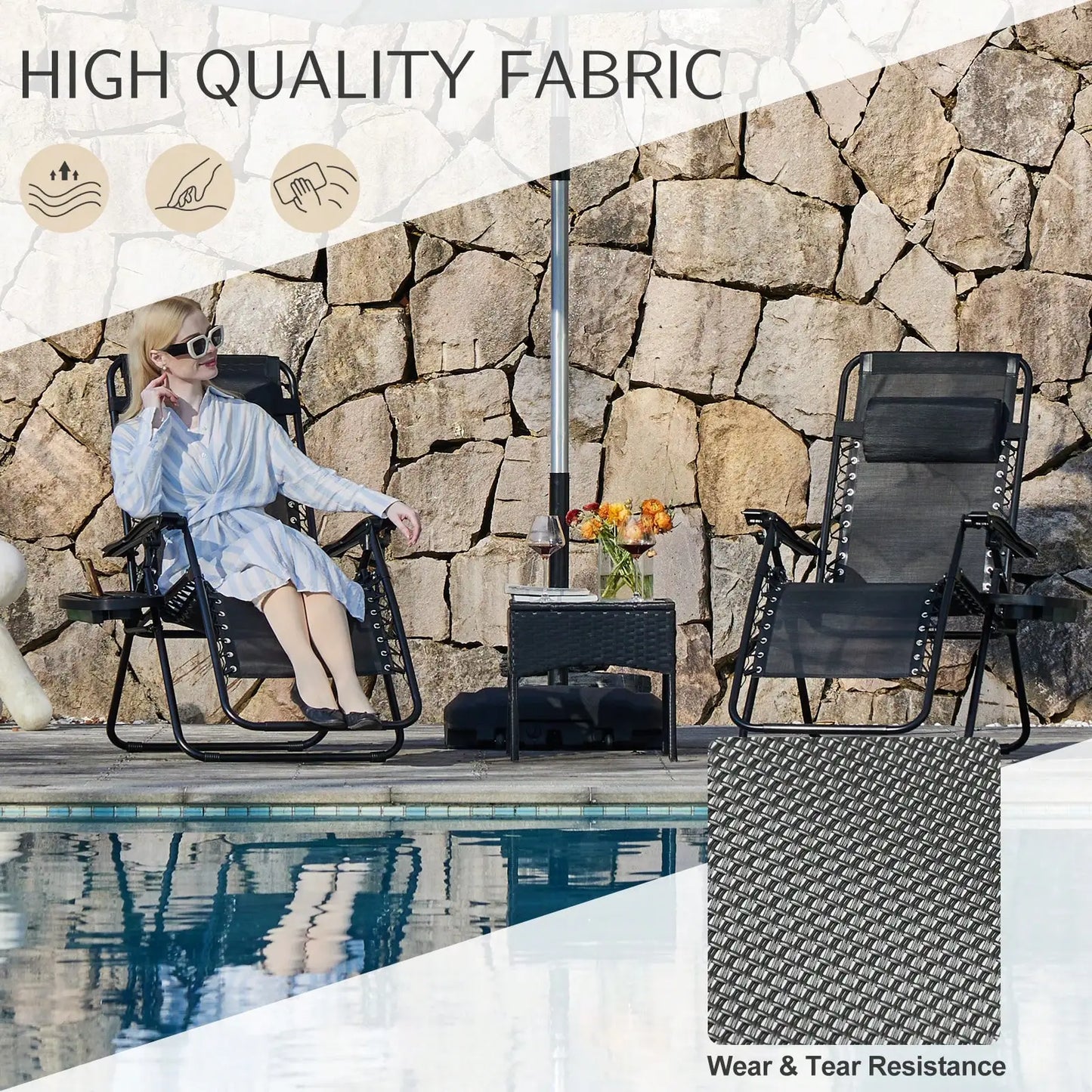 Zero Gravity Lounge Chairs Set of 2 Ergonomic Folding Recliners