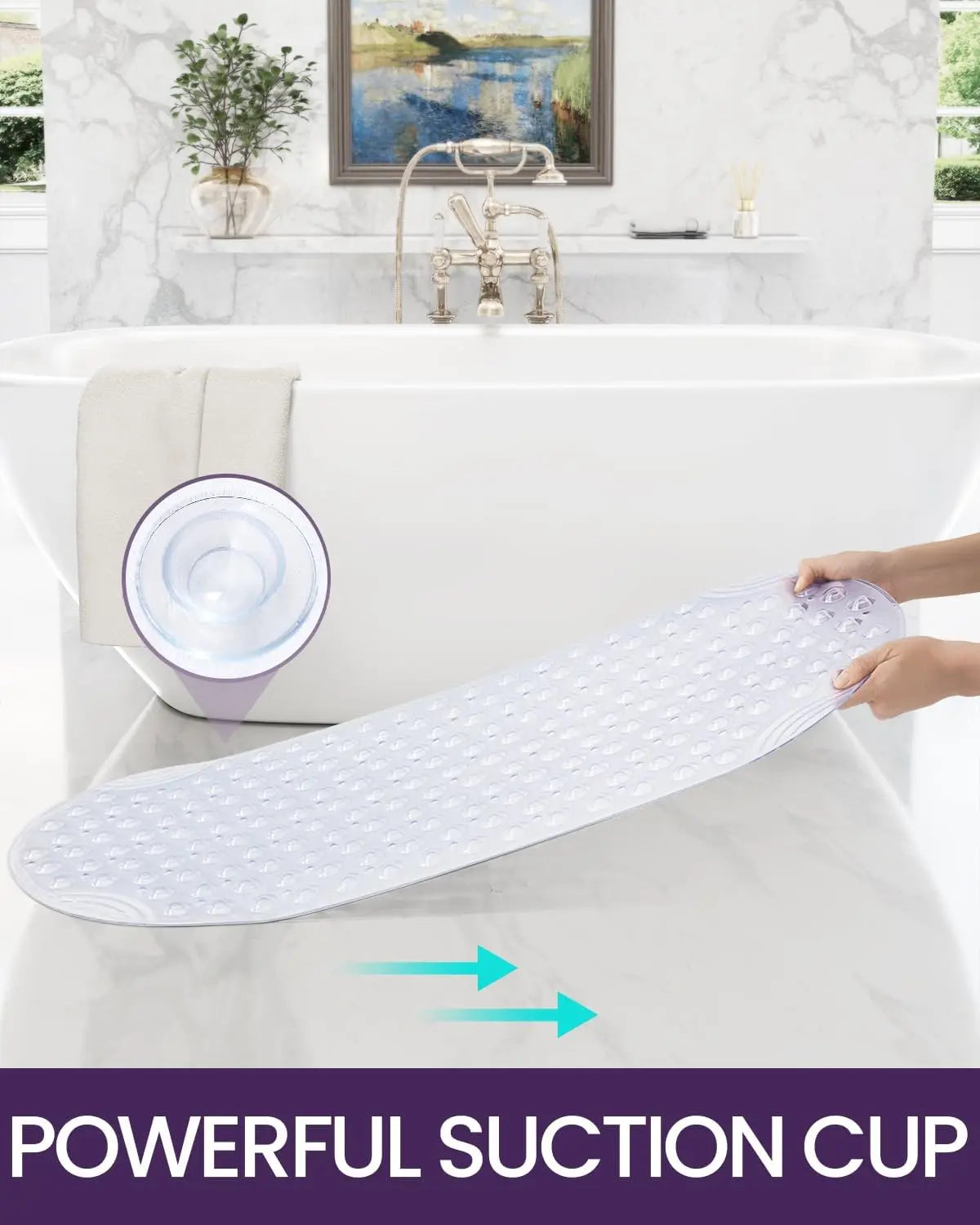 Non Slip Bathtub Mat With Suction Cups And Drain Holes