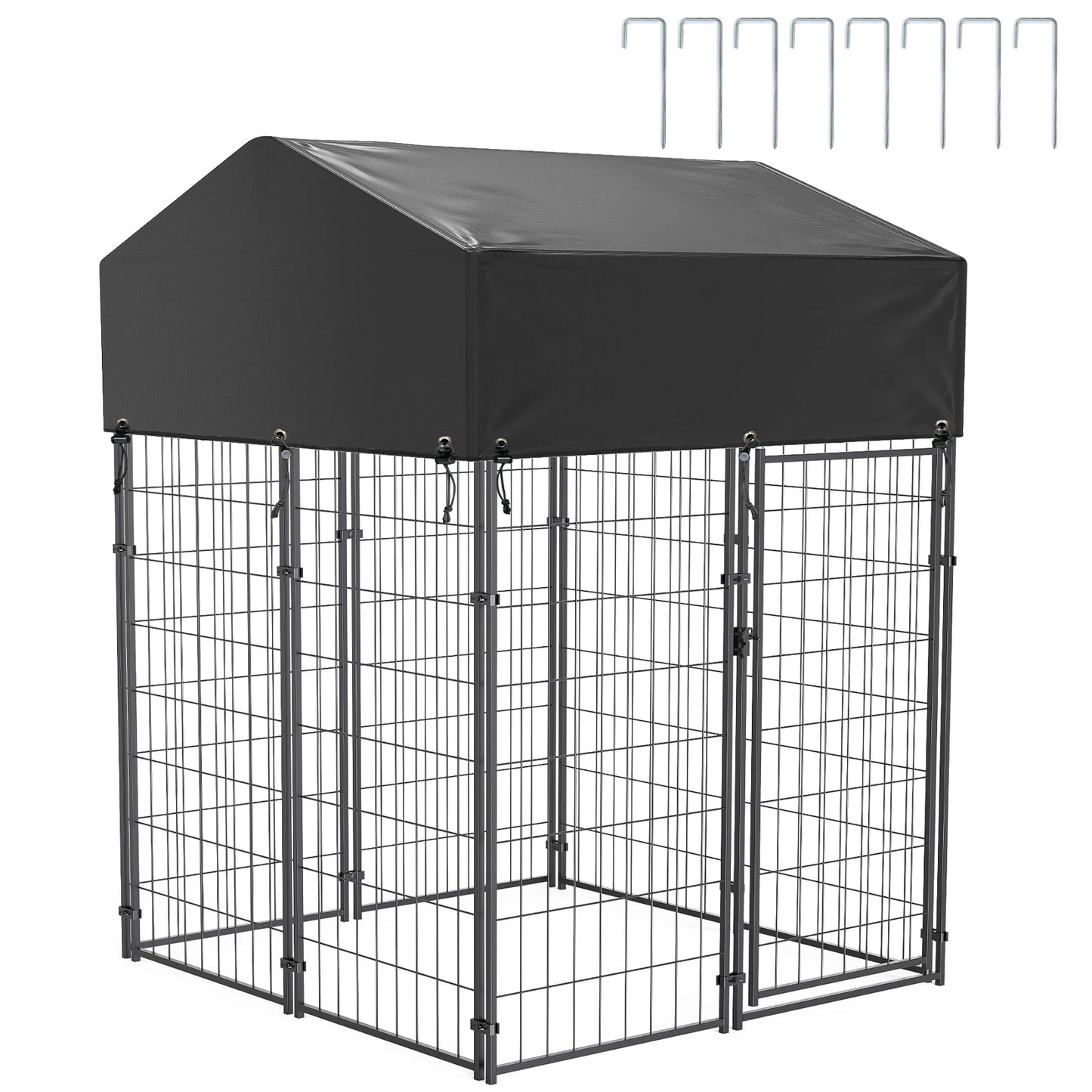 BINGOPAW Large Outdoor Dog Kennel With Welded Wire Canopy