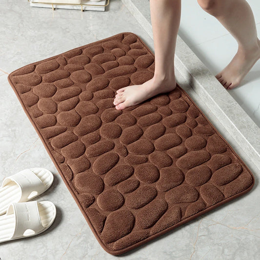 Cobblestone Embossed Non Slip Bath Mat Memory Foam