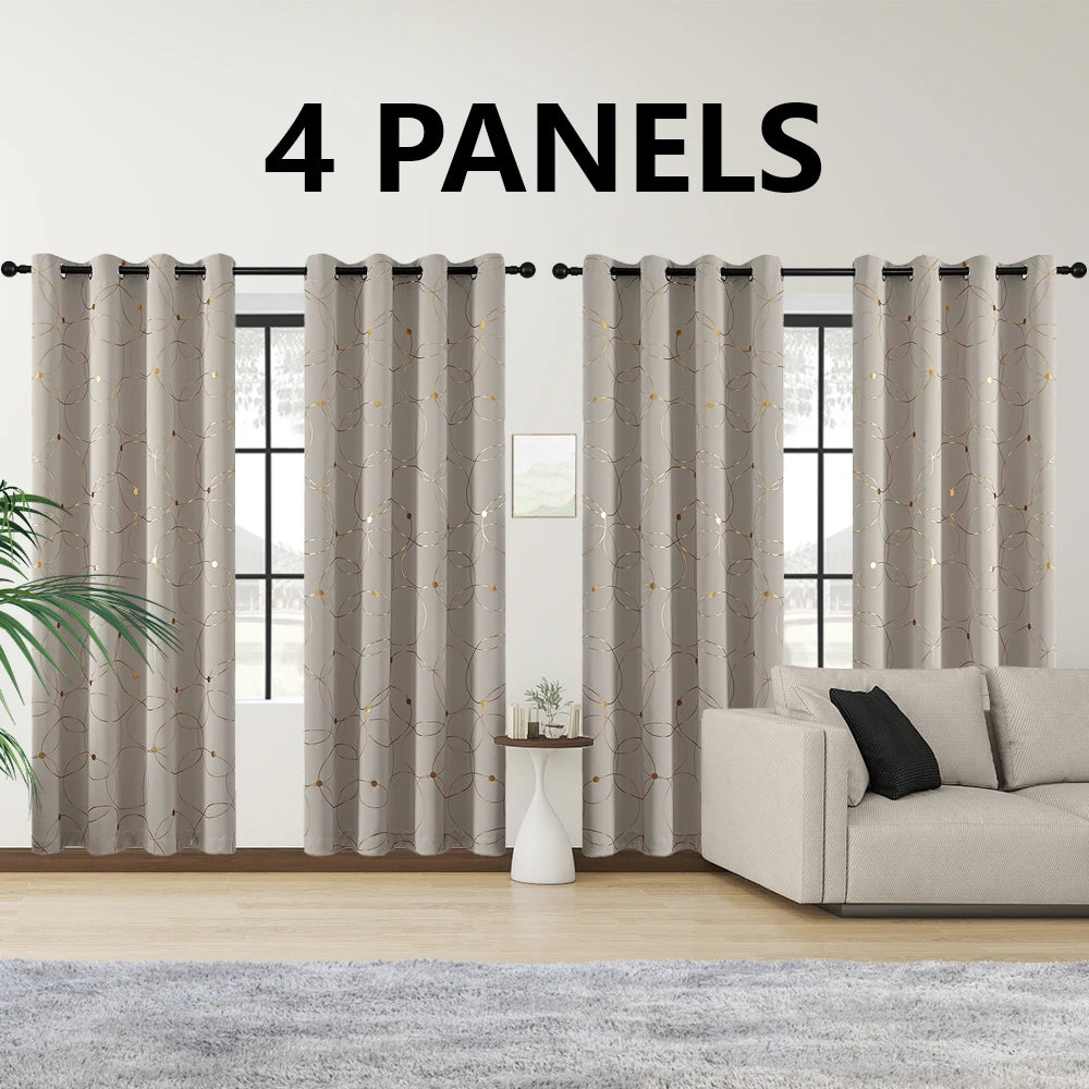 Blackout Curtain Set 4 Piece Grommet Thermal Insulated Room Darkening