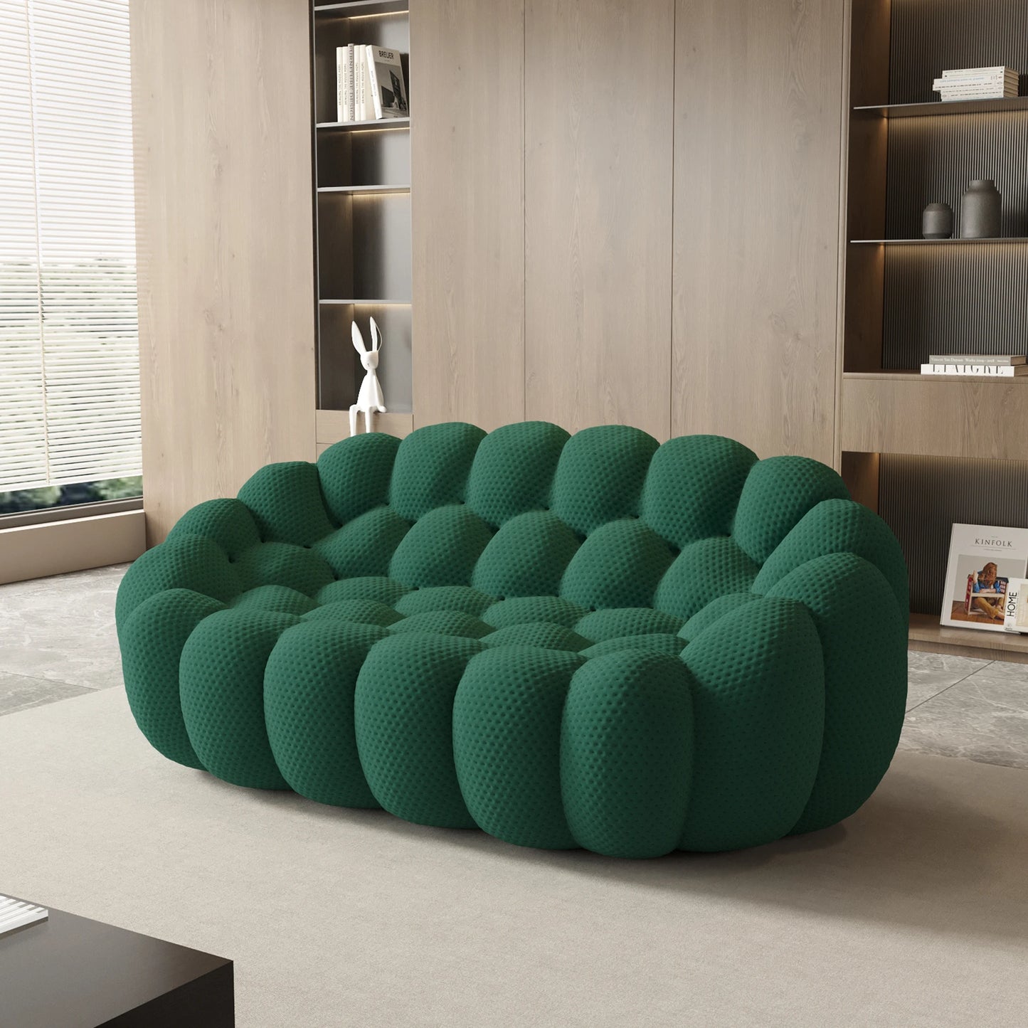 Sdorens Modern Curved Boneless Sofa With Knit Fabric Loveseat