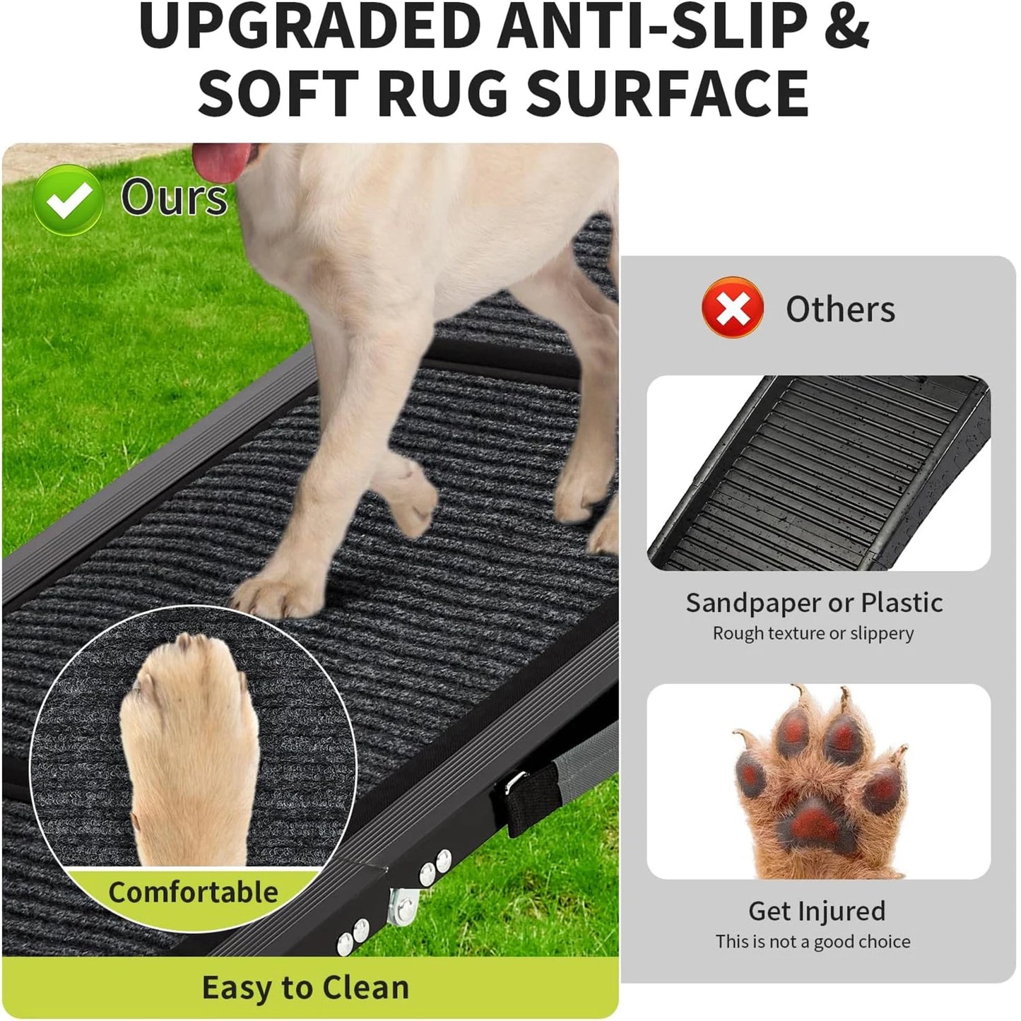 HiMiss Foldable Dog Car Ramp Non Slip Grip Large Breeds