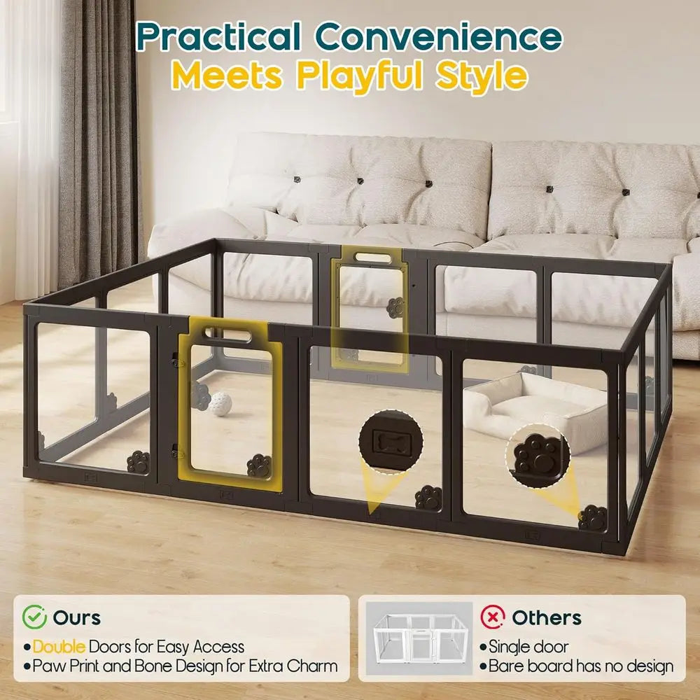 Acrylic Clear Dog Playpen With Two Doors