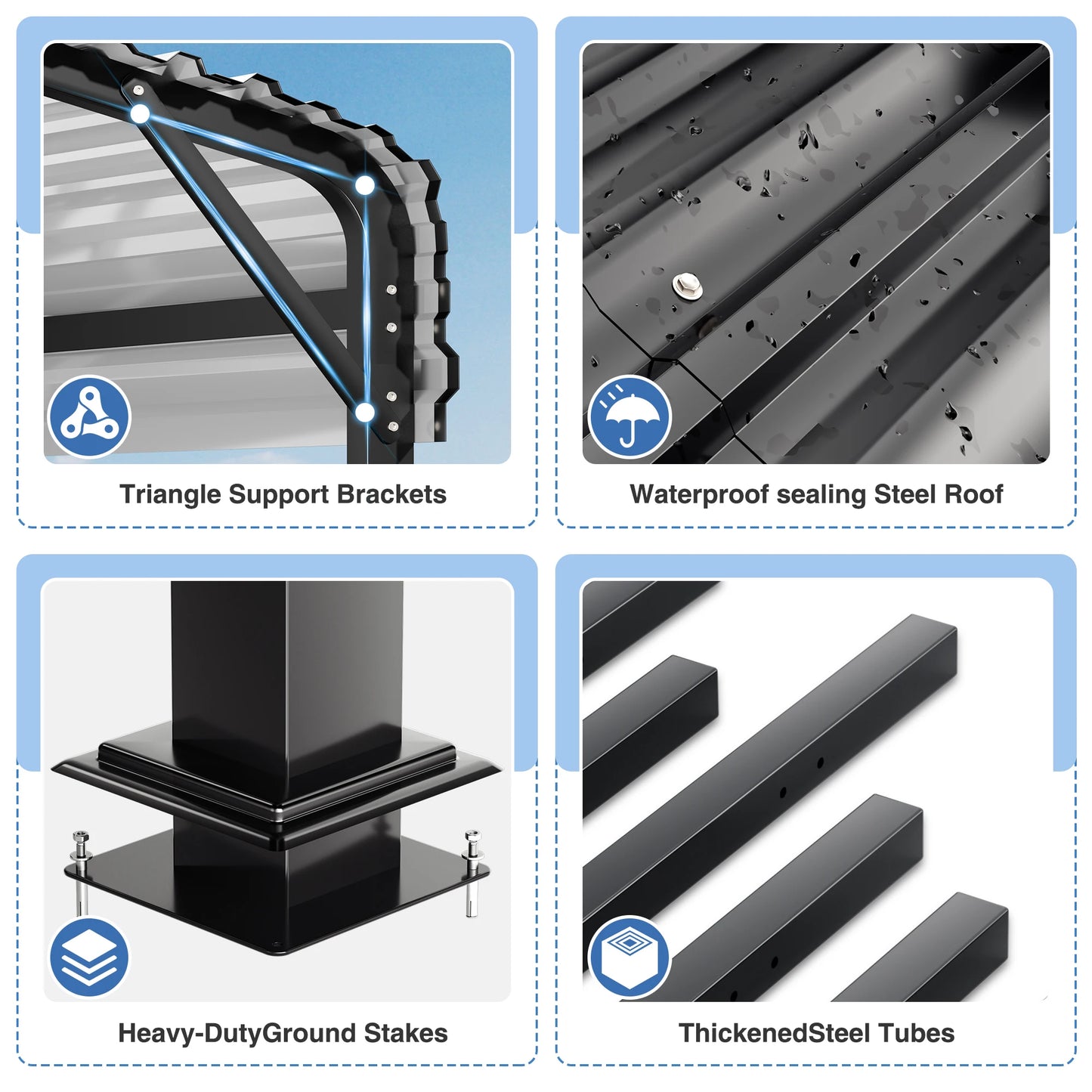 VIWAT Outdoor Metal Carport Shelter For Garage And Patio