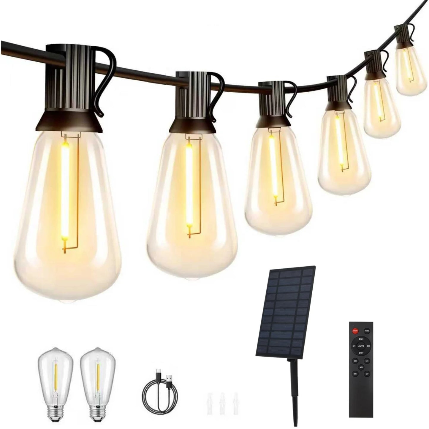 Bhony Solar Outdoor String Lights ST38 Waterproof Patio