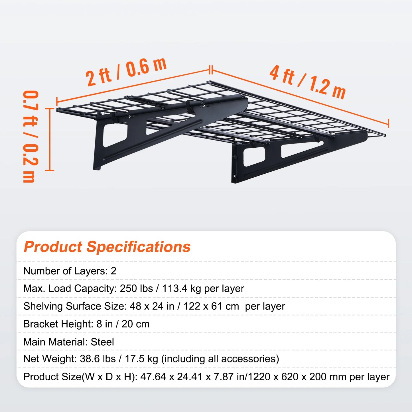 SucceBuy Two Layer Power Tool Organizer Rack Wall Mount Heavy Duty