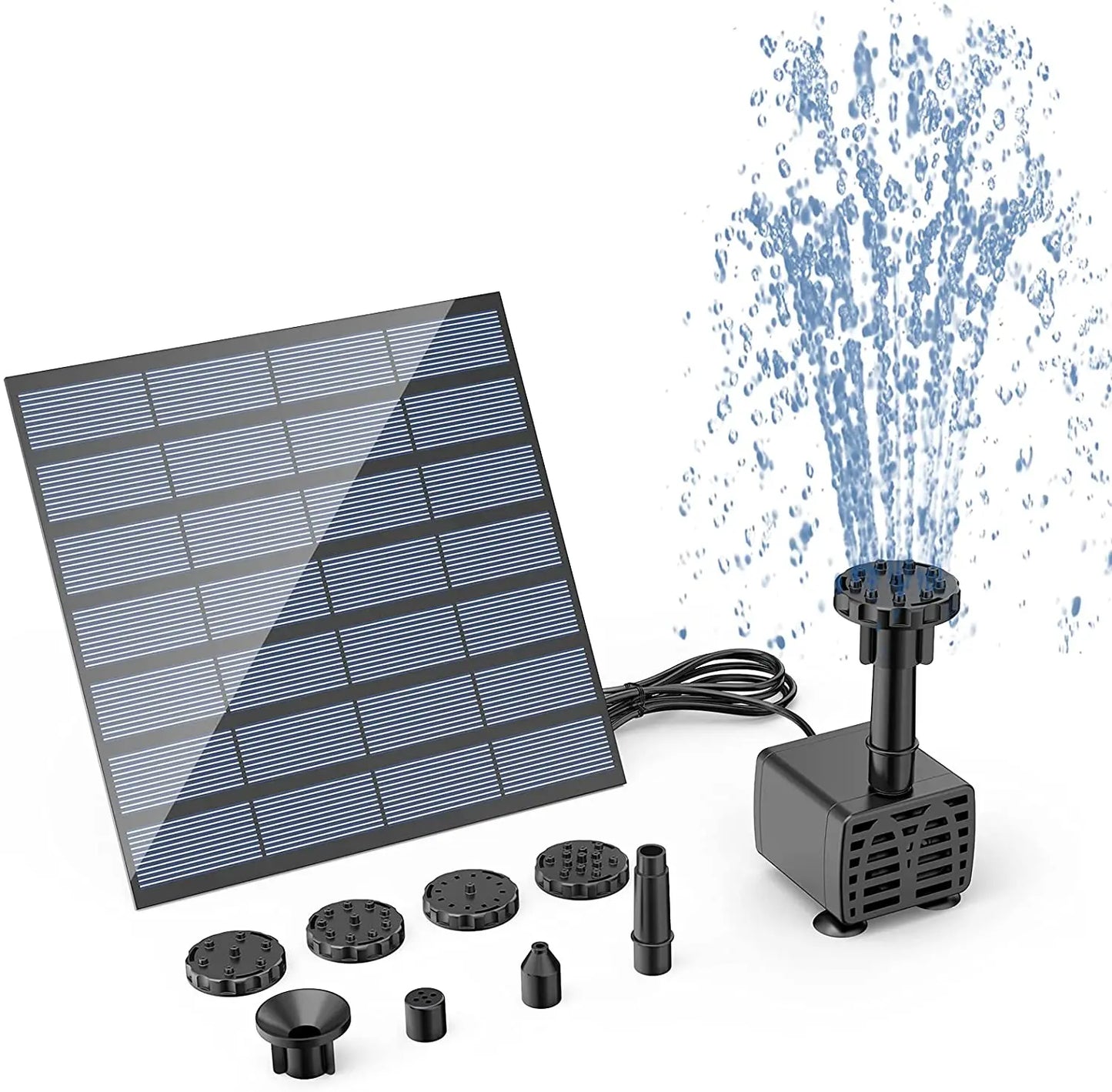 Solar Fountain Pump Kit For Pond With 6 Nozzles Outdoor