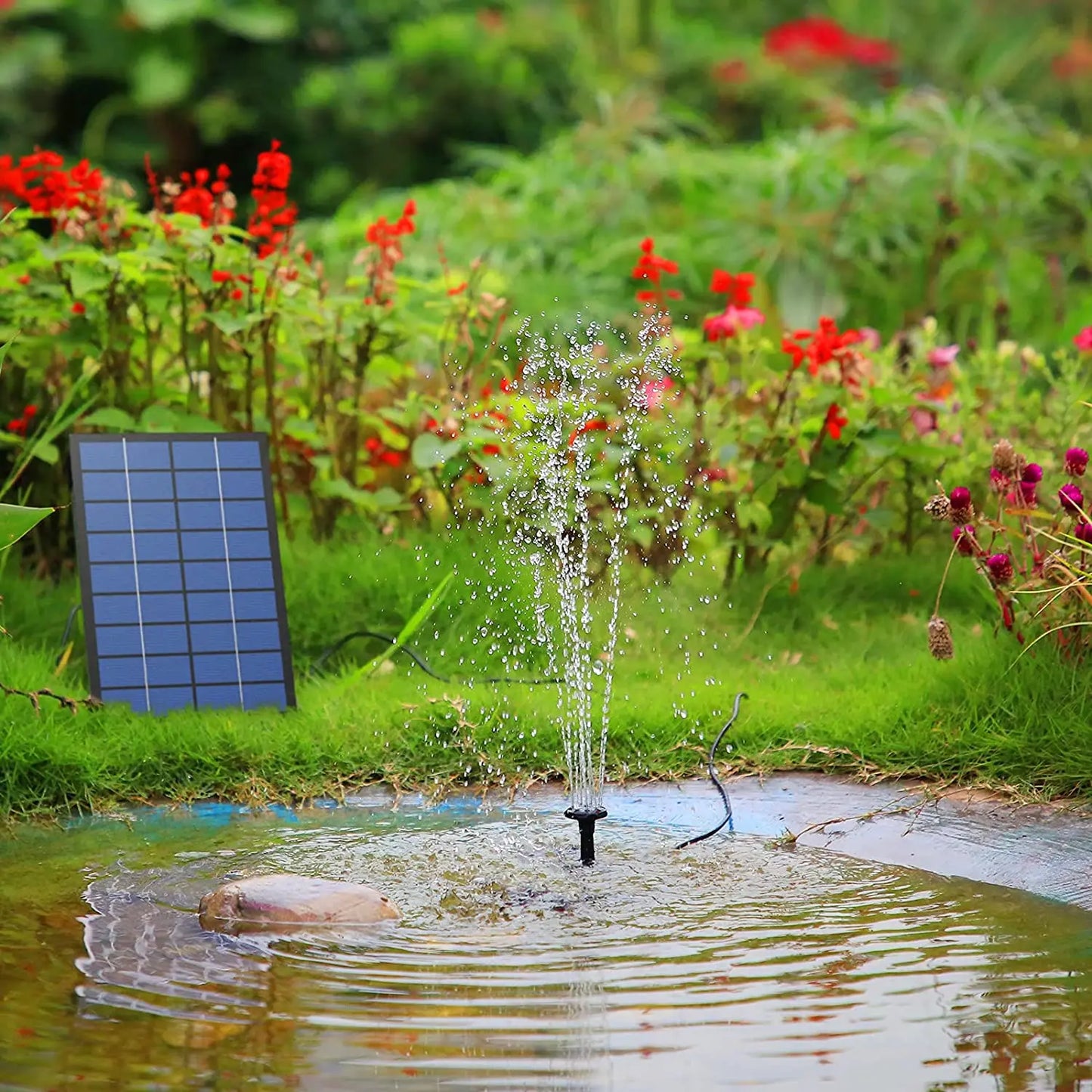 Solar Fountain Pump Kit For Pond With 6 Nozzles Outdoor