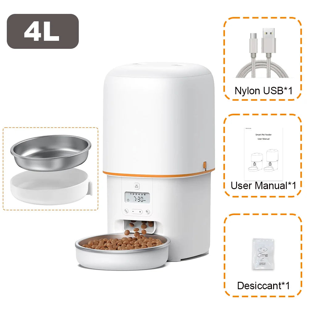 Nityers 4L Automatic Cat Feeder With Key Control System