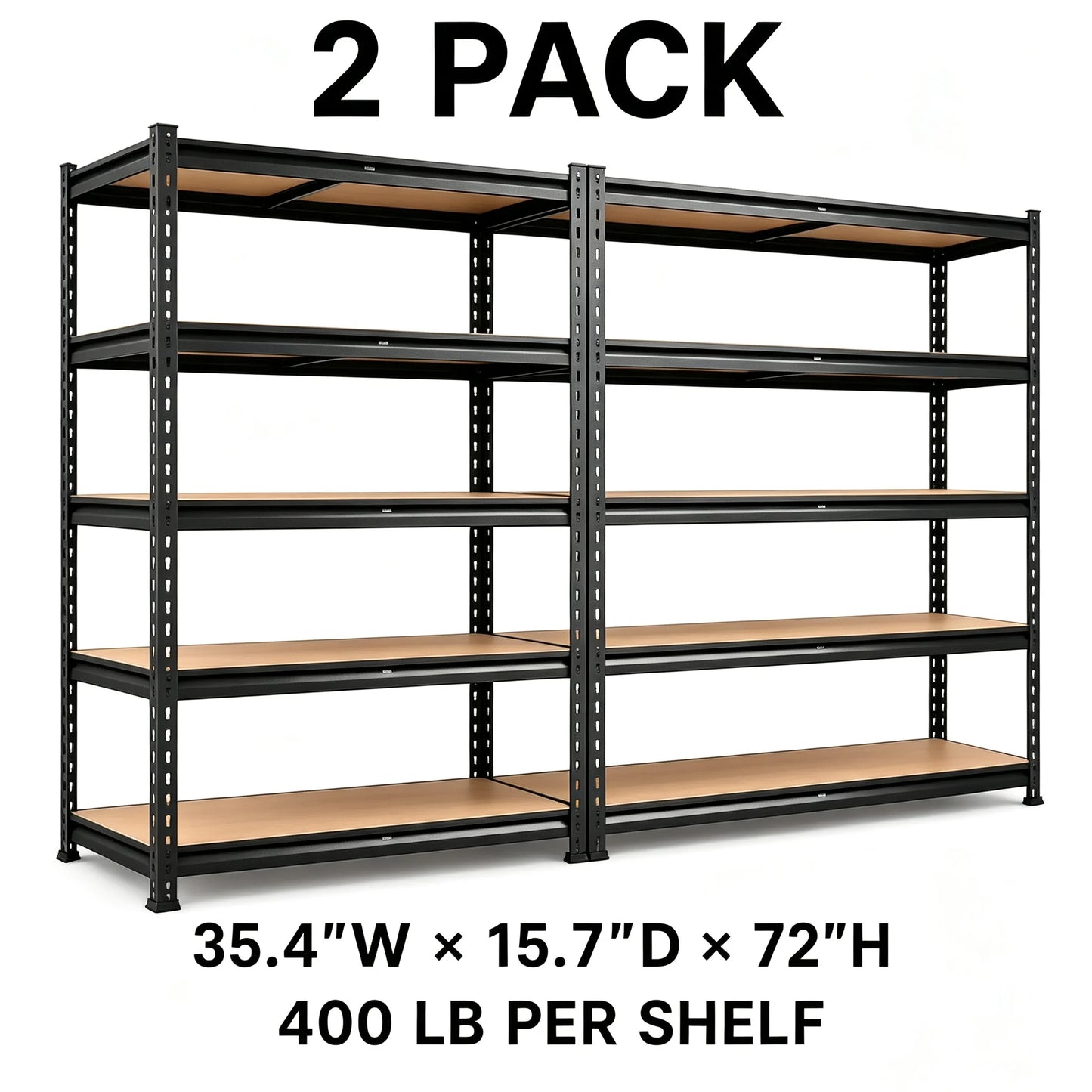 Heavy Duty 5-Tier Metal Storage Rack With MDF Shelves